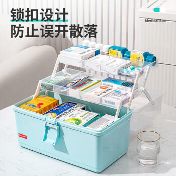 JEKO&JEKO药品收纳箱家用医药箱药品收纳盒家庭医药箱药盒 超大号蓝色 商品图2