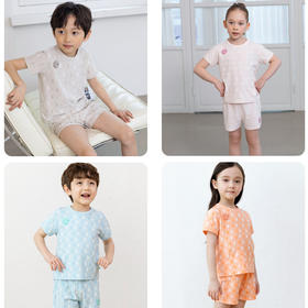 【竹棉立体提花】韩国moimoi {外出短袖套} 春夏儿童家居服儿童套装T恤