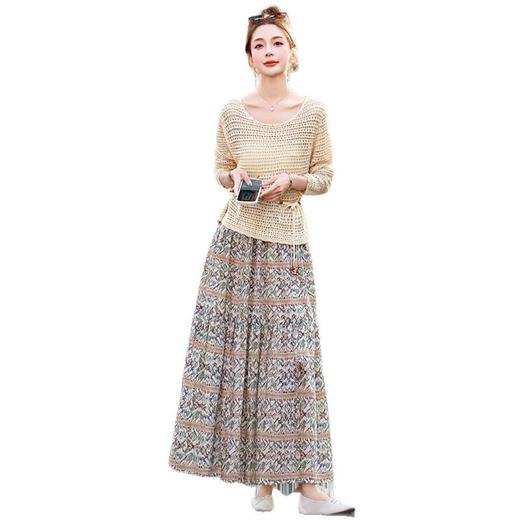 2025新款时尚舒适碎花半身裙两件套（送腰带）HR-GJC2526 商品图4