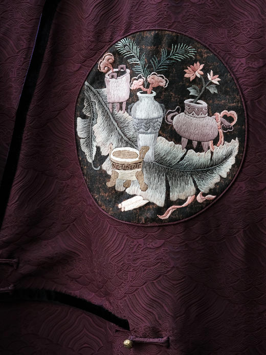 盛唐牡丹| 真丝香云纱手绣偏襟马甲-红色 商品图3