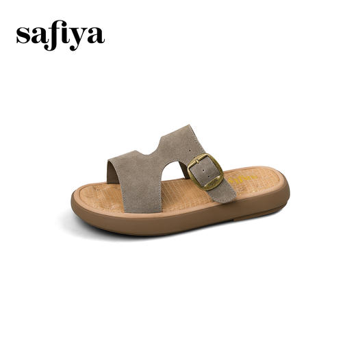 Safiya/索菲娅2025踩屎感复古勃肯外穿休闲百搭防滑平底拖鞋SFD2110166/SFD2110M66 商品图7