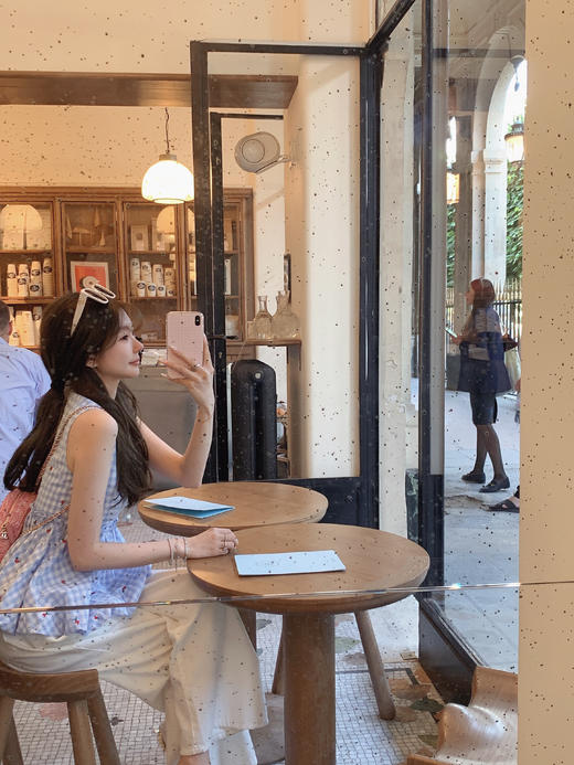 金蘑菇菇 夏日么么茶/ 100棉 蓝格格无袖上衣 商品图4