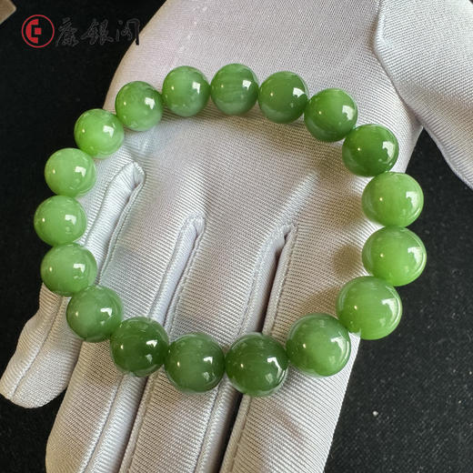 天然和田玉碧玉串珠 手串  苹果绿 商品图3