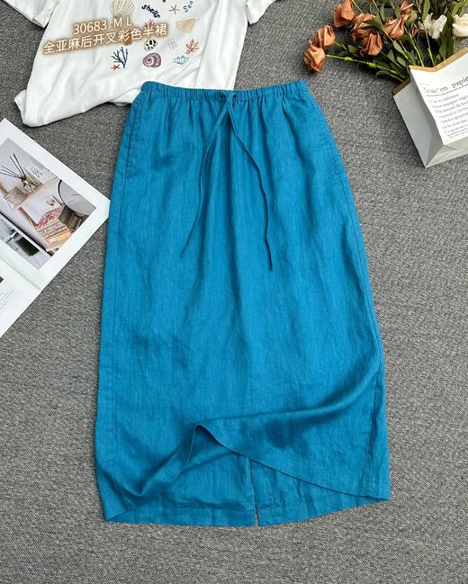 G5BQ30683#全亚麻后开叉半裙 商品图5