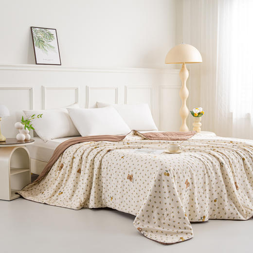 多喜爱 水洗针织棉花夏薄被 紫色呢喃/叶莹浅咖 商品图3