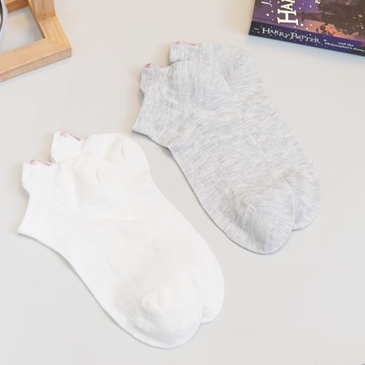 【6双6折】女士棉麻夏季船袜纯色短筒袜薄袜子女士袜子【2双装 2512306】 商品图2