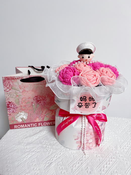 【专属DIY纯手工钩织11朵小玫瑰花束】纯手工钩织母亲节送礼小香风花束（手工产品不支持退换）LQQ 商品图4