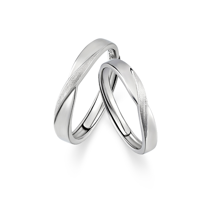 KADER情侣款对戒925银男女一对开口戒指素圈简约小众设计指环