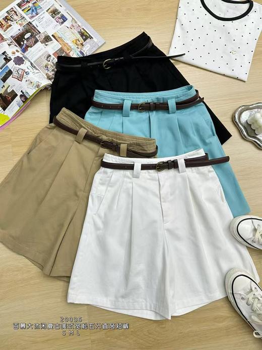 74K20036#百慕大休闲复古美式宽松五分直筒短裤 商品图0