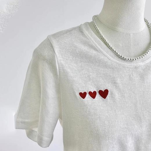 （小眠专属）下单3~7天发货！竹节棉刺绣爱心T恤 | 基础款 好穿不挑人 竹节棉肌理清爽不粘腻 商品图6