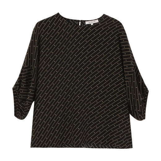 玳莎印花真丝小衫女2025年夏季新款桑蚕丝双绉斜条纹休闲通勤上衣 FB31201 商品图4