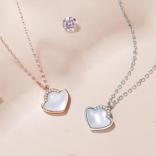 PIARA 一贝子项链女纯银时尚韩版母吊坠小众ins心形锁骨链 商品图1