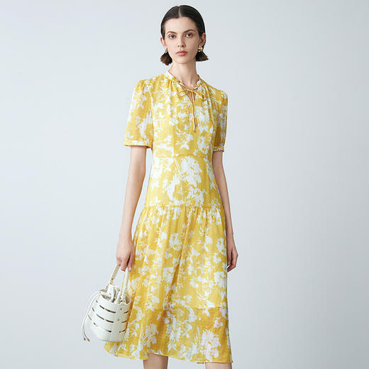 EITIE爱特爱夏季新款法式植物印花通勤显瘦连衣裙7807549 商品图1