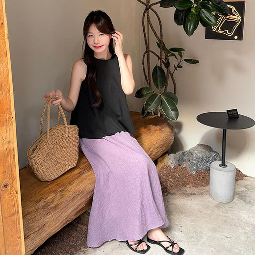 西遇高腰半身裙女夏季新款高腰紫色半身裙SS050658 商品图2