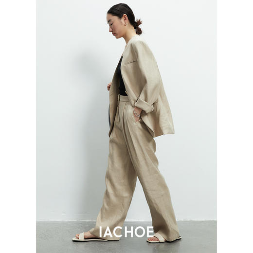 棉仓3531520001-IACHOE 亚麻色阔腿裤 商品图2