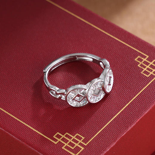 子佩集S925银【财生水流】戒指【JL071015】纯银时尚三个钱币2505 商品图1