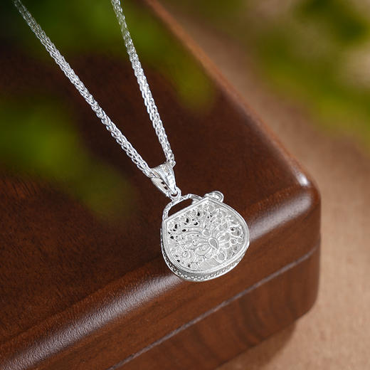 子佩集S990银【纳福之蝶】套链项链【MXTL030】纯银蝴蝶钱袋花丝珐琅彩2505 商品图2