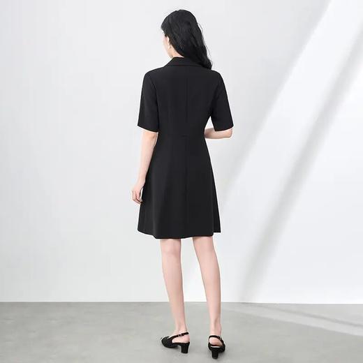 「高货wl」全新升级【铂金会员339/天猫459/差价120】(00857)洛诗琳法式高级感连衣裙2025夏季优雅翻领镶钻拉链收腰裙子00857 商品图1