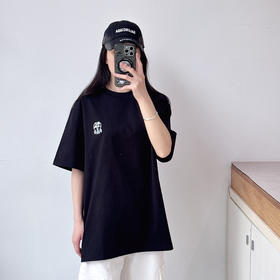 2025春夏男女同款徽章刺绣圆领休闲短袖T恤打底衫透气宽松上衣