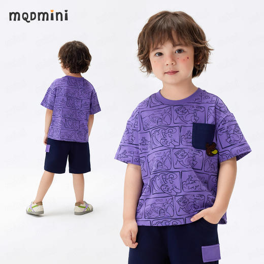 【凉感抑菌 两件套】【90-140】【MQDmini】男童薄款冰感短袖t恤抗菌短裤套装 商品图2