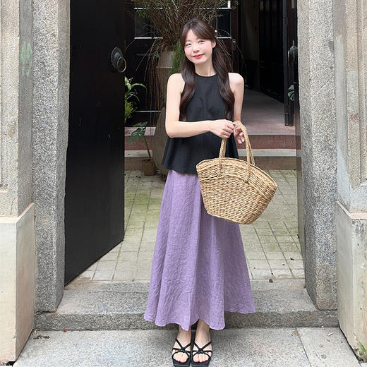 西遇高腰半身裙女夏季新款高腰紫色半身裙SS050658 商品图1