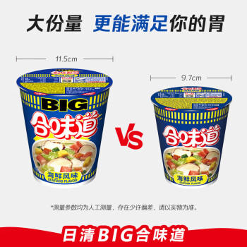 日清方便面BIG合味道海鲜风味108g*12杯整箱装大杯日清面 /粮油调味 /方便食品 /方便面 商品图1