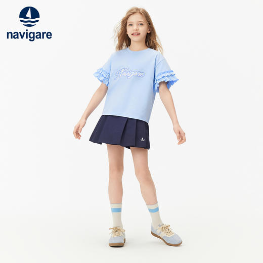 【纳维凯尔】【凉感 索罗娜】【120-165】navigare意大利小帆船女童短袖t恤 商品图2