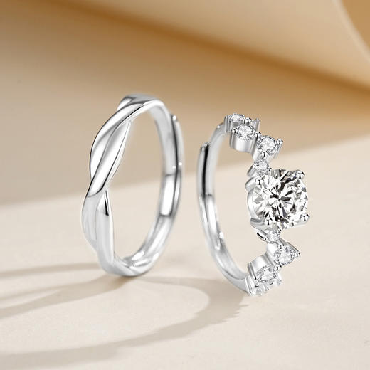 Winy999银爱恋如歌莫桑钻对戒银色配证书送女友男友节日生日礼物 商品图2