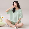 自然醒朝云（带胸垫）一体睡衣女夏季冰丝螺纹短袖短裤纯色简约慵懒风家居服套装QH 商品缩略图13