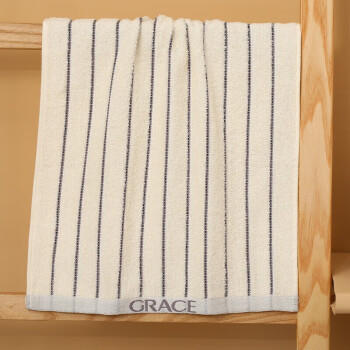 洁丽雅（Grace）毛巾礼盒A类抗菌纯棉套装商务送礼年会可绣字灰/白条纹 72*34运动 商品图5