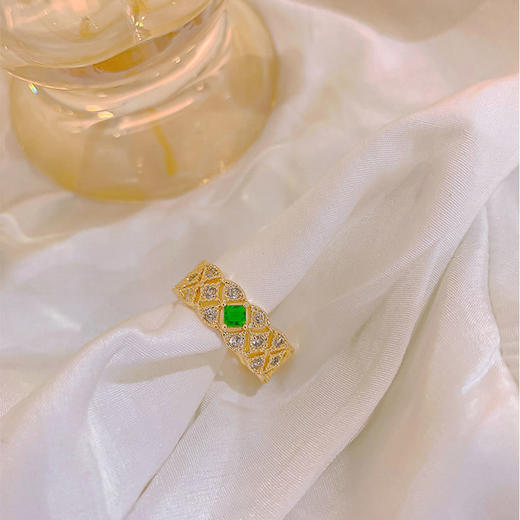 PIARA祖母绿宝石满镶戒指个性名媛气质个性时尚RAB0004 商品图1