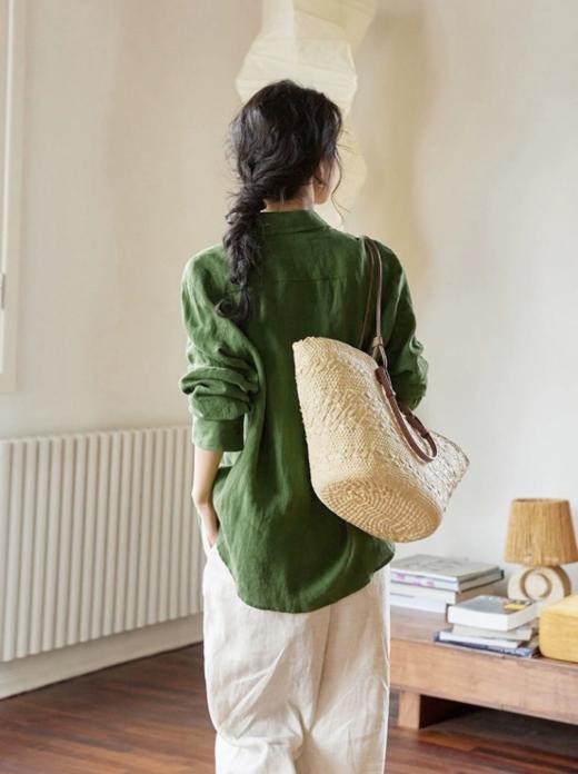 🌿【100%苎麻版】‼苎麻松绿衬衫，苎麻衬衫大受欢迎🌸，这次大胆做了松绿色版本，绝了！ 🎉气质这块妥妥的拿捏！在人群中脱颖而出！ 商品图2