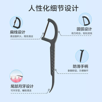 京东京造 竹炭扁线牙线棒50支*6盒 宽牙缝适用 清洁齿缝棉线牙签牙线 商品图3