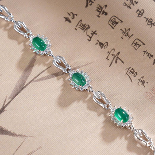 子佩集S925银【绿忆江南】手链【SL022312】纯银绿玉髓2505 商品图2