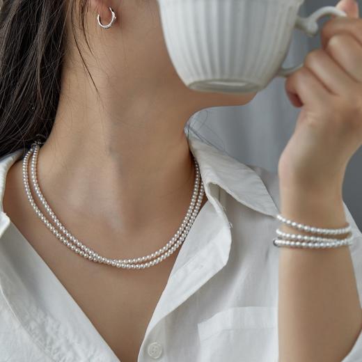菜菜家三串式小米珠项链|3-4mm淡水Akoya，强光正圆，2+1可拆卸一链多用，珍珠项链 商品图6