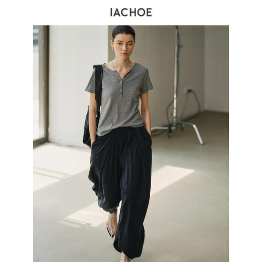 棉仓3631501012-IACHOE亨利领修身T恤 商品图4