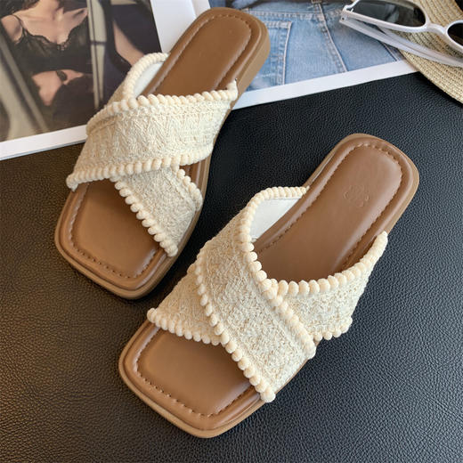 米亚风手工编织交叉真皮鞋垫牛筋大底软底鞋拖凉鞋 商品图6