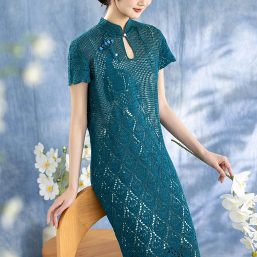 苏苏姐家翠羽灵雀旗袍裙手工DIY钩针裙子蕾丝线毛线团自制材料包 商品图1