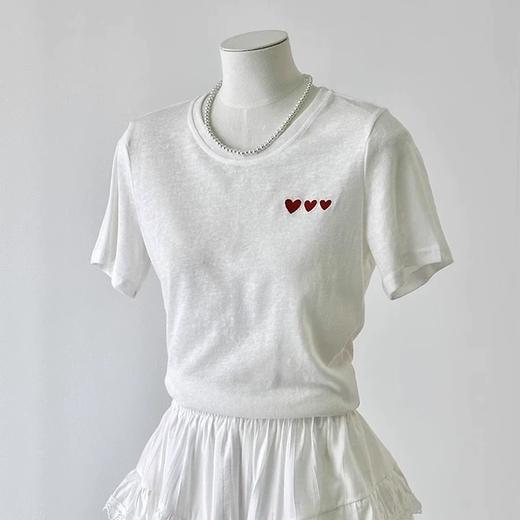 （小眠专属）下单3~7天发货！竹节棉刺绣爱心T恤 | 基础款 好穿不挑人 竹节棉肌理清爽不粘腻 商品图5