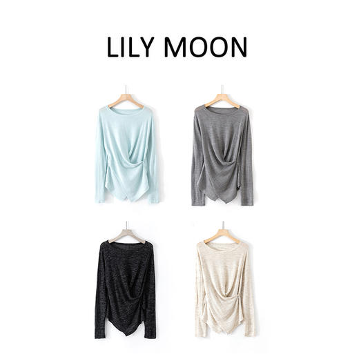 LILYMOON【彩麻交叉针织衫】圆领长袖针织衫夏季透气收腰显瘦 商品图4