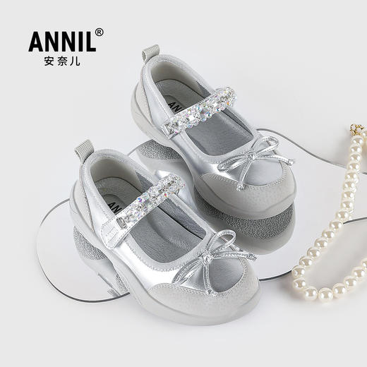 ANNIL/安奈儿女童夏季亮闪闪水晶公主皮鞋舞蹈鞋2025夏款HG5301401 商品图0