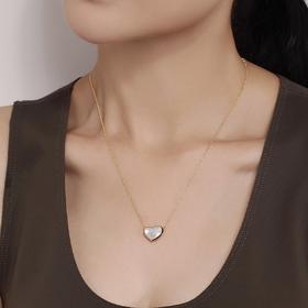 PIARA 新款欧美天然贝母女圆形心形简约项链NK34068