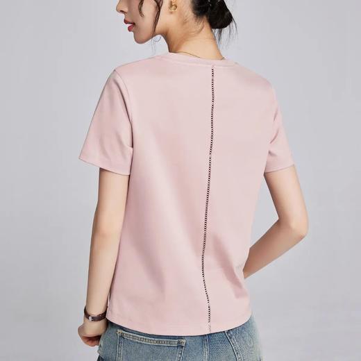 「自」全新升级【铂金会员109/天猫139/差价30】(00419)洛诗琳2025夏季后背镂空蕾丝织带丝光棉正肩凉感T恤女 商品图3