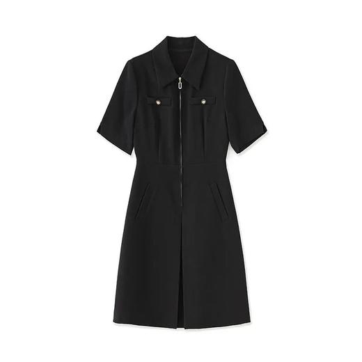 「高货wl」全新升级【铂金会员339/天猫459/差价120】(00857)洛诗琳法式高级感连衣裙2025夏季优雅翻领镶钻拉链收腰裙子00857 商品图4