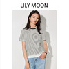LILYMOON【条纹撞色短袖T】天丝羊毛双层领拼接T恤 商品缩略图0