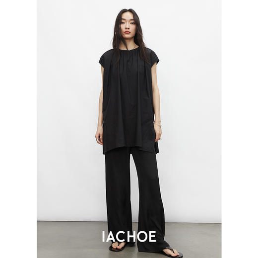 棉仓3431504010-IACHOE 圆领开叉无袖衬衫 商品图3