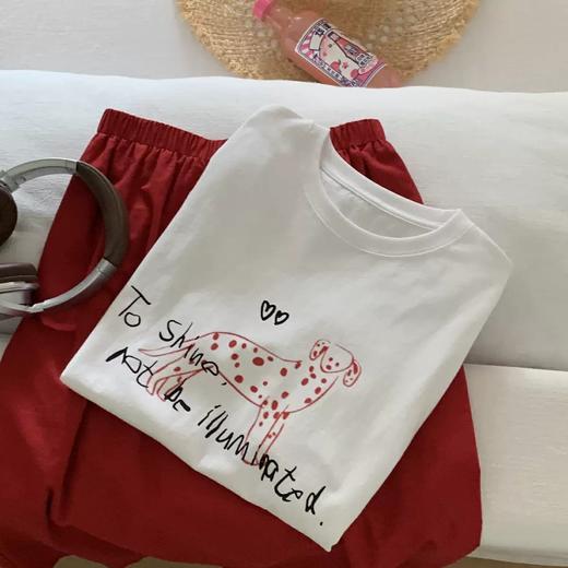 老米优品🎈 3-5天! 出口韩国🔺去发光，而不是被照亮！《桃心斑点狗🐕短袖tee》宽松慵懒，显瘦百搭！！T250509B  下架 商品图7