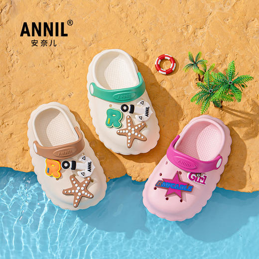 ANNIL/安奈儿男女童夏季软厚底卡通平底休闲防滑洞洞包头凉鞋2025夏款HM5207332 商品图4