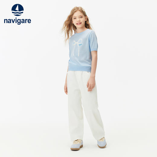 【纳维凯尔】【120-165】Navigare意大利小帆船童装女童短袖针织衫 商品图2