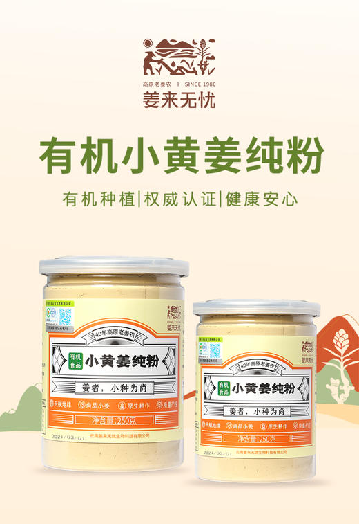 朴愿甄选   有机小黄姜纯粉 250克/瓶 商品图0